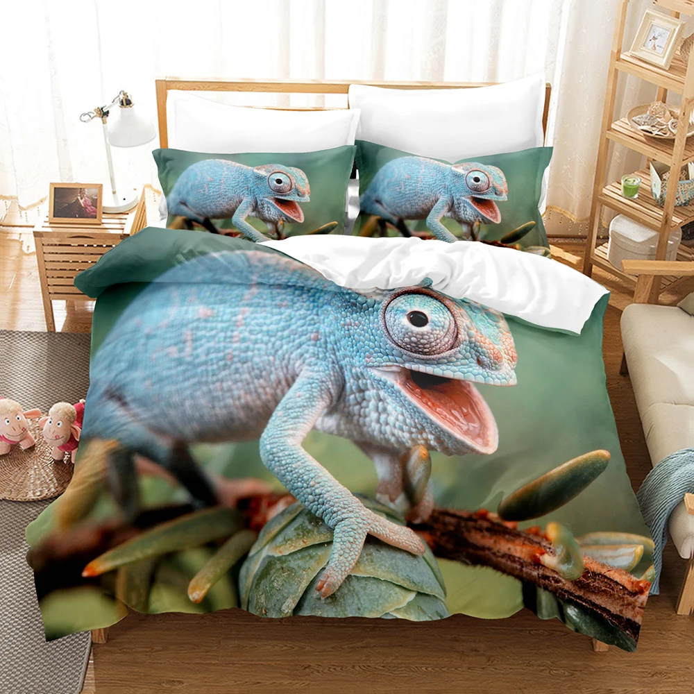 

Microfiber Fabric Lizard Duvet Cover With Pillowcases,3D Print,Reptile,Chameleon Bed Duvets, Bed Linen Set,200x220,Free Shipping