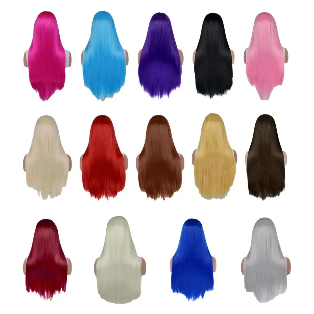 

Women Long Straight Wig Middle Part Natural Silky Heat Resistant High Temperature Fiber Costume Party Cosplay Colorful Synthetic