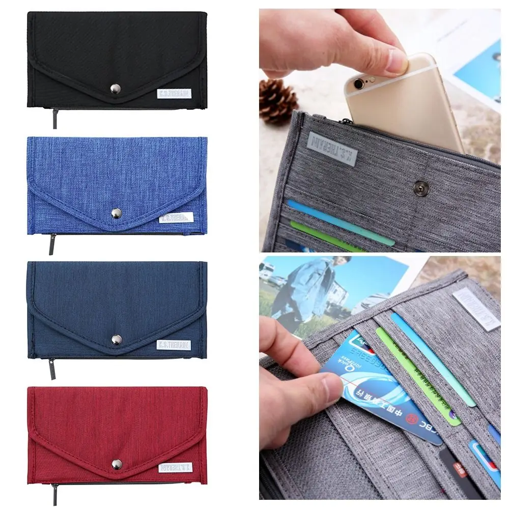 Portable Multicolor Passport Cover Multi-function Storage Bag Zipper Coin Card Bag Accessories Oxford Passport Wallet Unisex