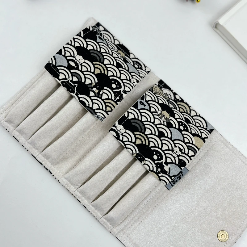 Fabric Stationery Box, 8-Hole Pen Bag, Fountain Pen Roll-up Pencil Case