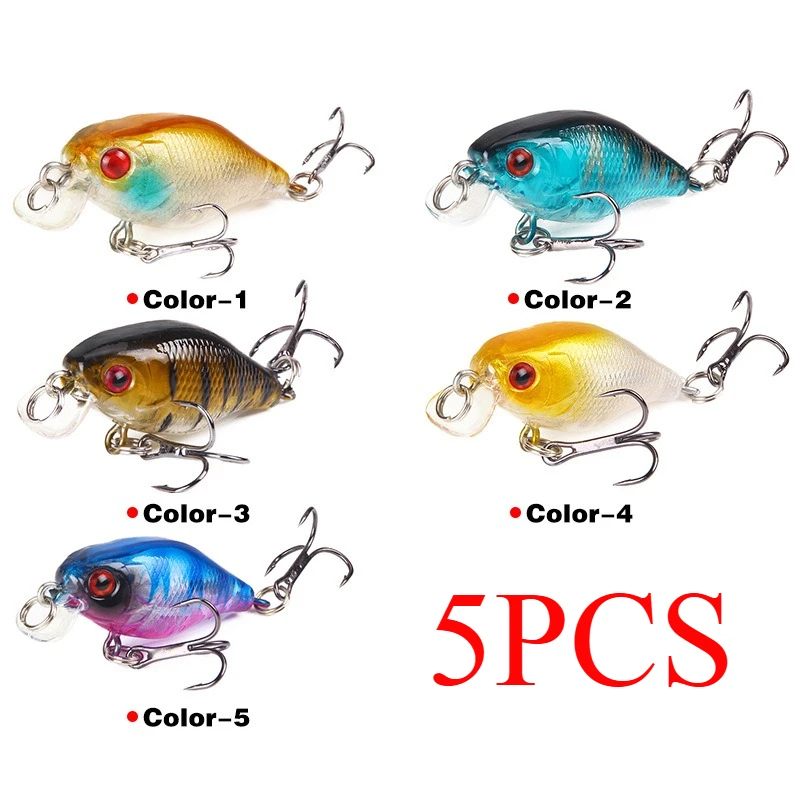 5 Stück 4cm/4,6g Crankbait Minnow Angelköder-Set Schwimmender Kunstköder Oberflächenköder Karpfenangeln Angelzubehör