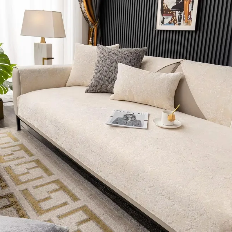 Luxury Europe Sofa Cover Seat Cushion Non-slip Plush Jacquard Couch Cover Sofa Towel Modern Leather Universal Sofa Protection