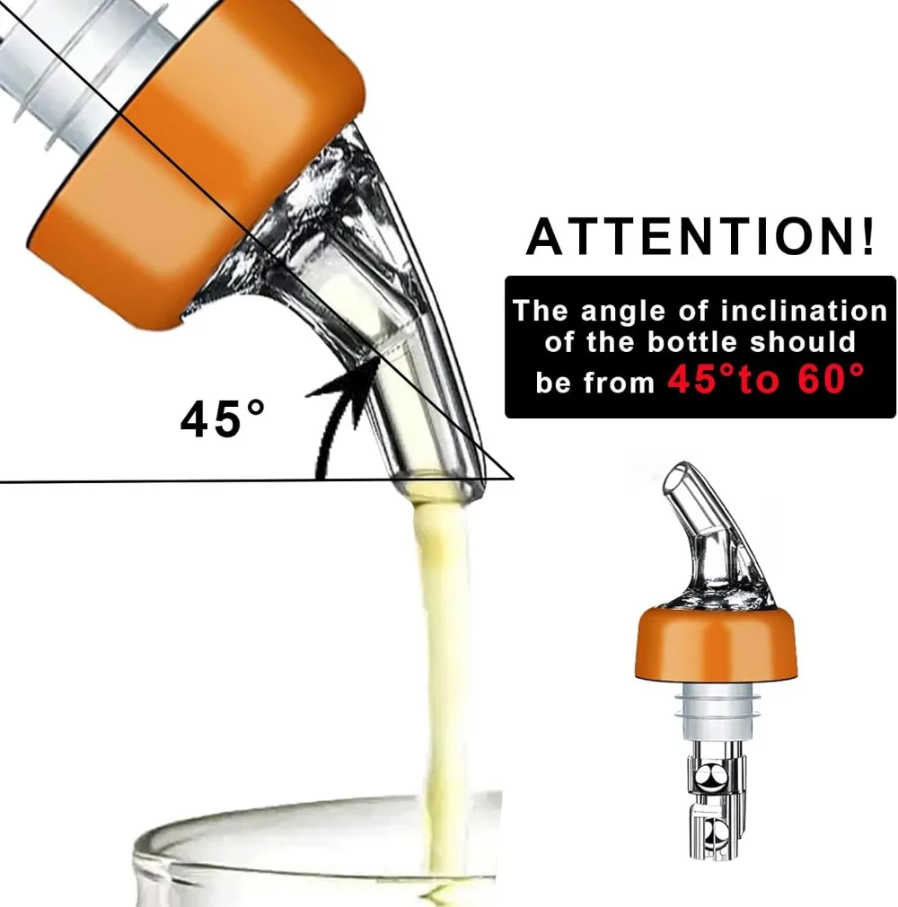 عبوتان من فوهة مدفق الزجاجات المقيبة الأوتوماتيكية مع أغطية غبار، موزع فوهات النبيذ لقياس شريط المنزل (1.0 أونصة/30 مل - عبوة من قطعتين)