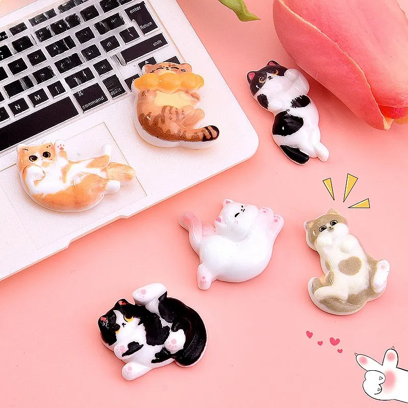 

100pcs Kawaii Resin Flatback Cat Charms DIY Phone Case Hairpin Keychain Scrapbook Craft