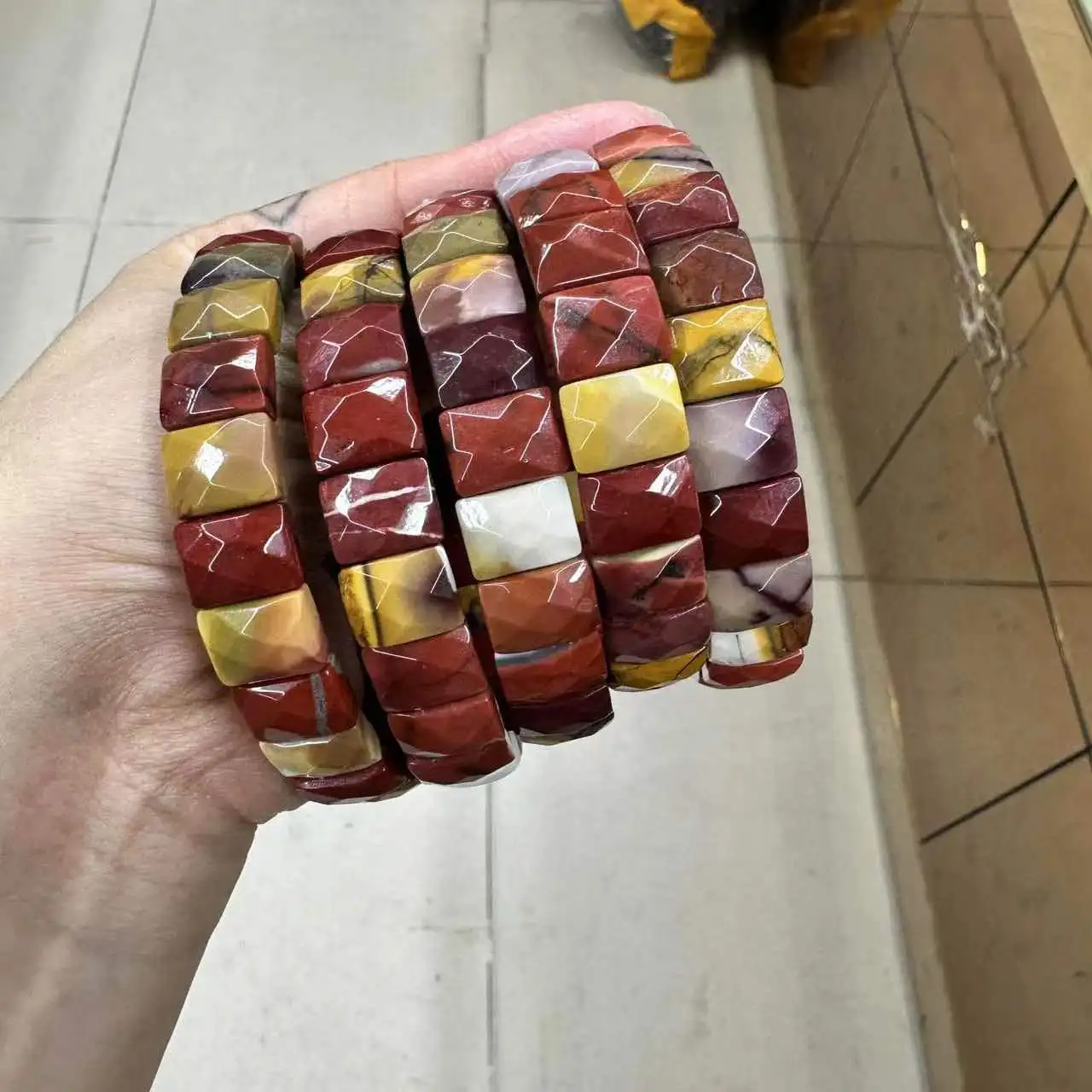 Natural Mookaite Stone Square Shape about 9*12mm  Beads Energy Bracelet Natural Gemstone Bangle for Man for Woman Wholesale !