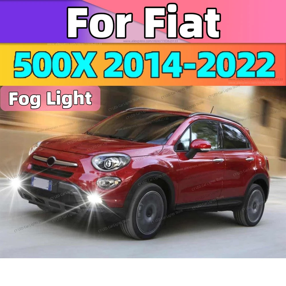 2pcs LED Front Fog Lamp Canbus Car Light Blub For Fiat 500X 2014  2015 2016 2017 2018 2019 2020 2021 2022 Auto Accessories