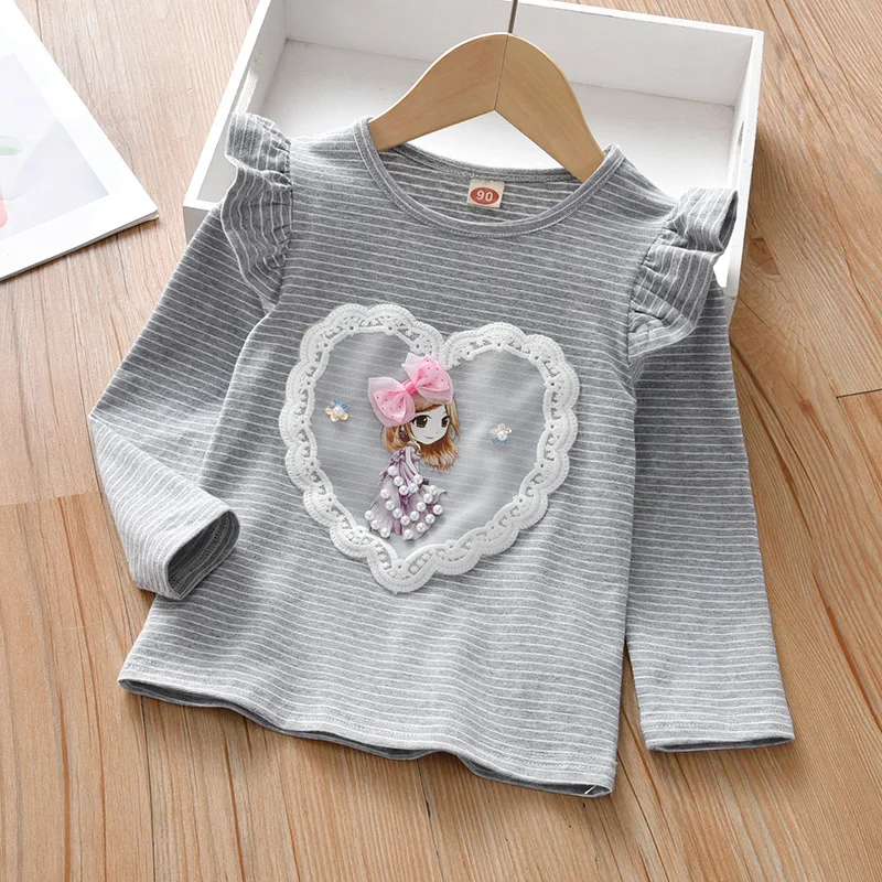 Girls\' Long-sleeved Ruffle Embroidered Baby Flying Shirt Toddler Girl Fall Children Clothes Clothes Toddler Girls Blouse DS29