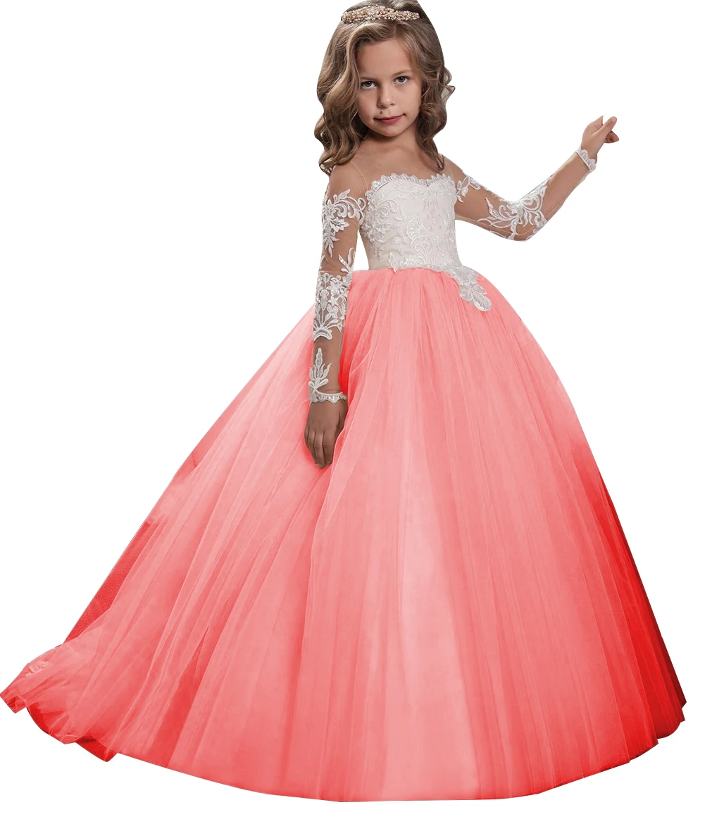 Luxury  Lace Flower Girls Dresses For Wedding Pageant Party Birthday Girls Dresses