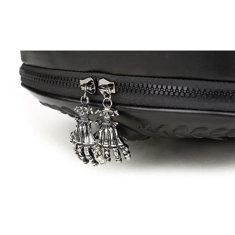 Avant Garde Men Leather Rucksack Student 3D Embossed Spatial Wolf Sword Skull Travel Shoulders Laptop School Bag view 5