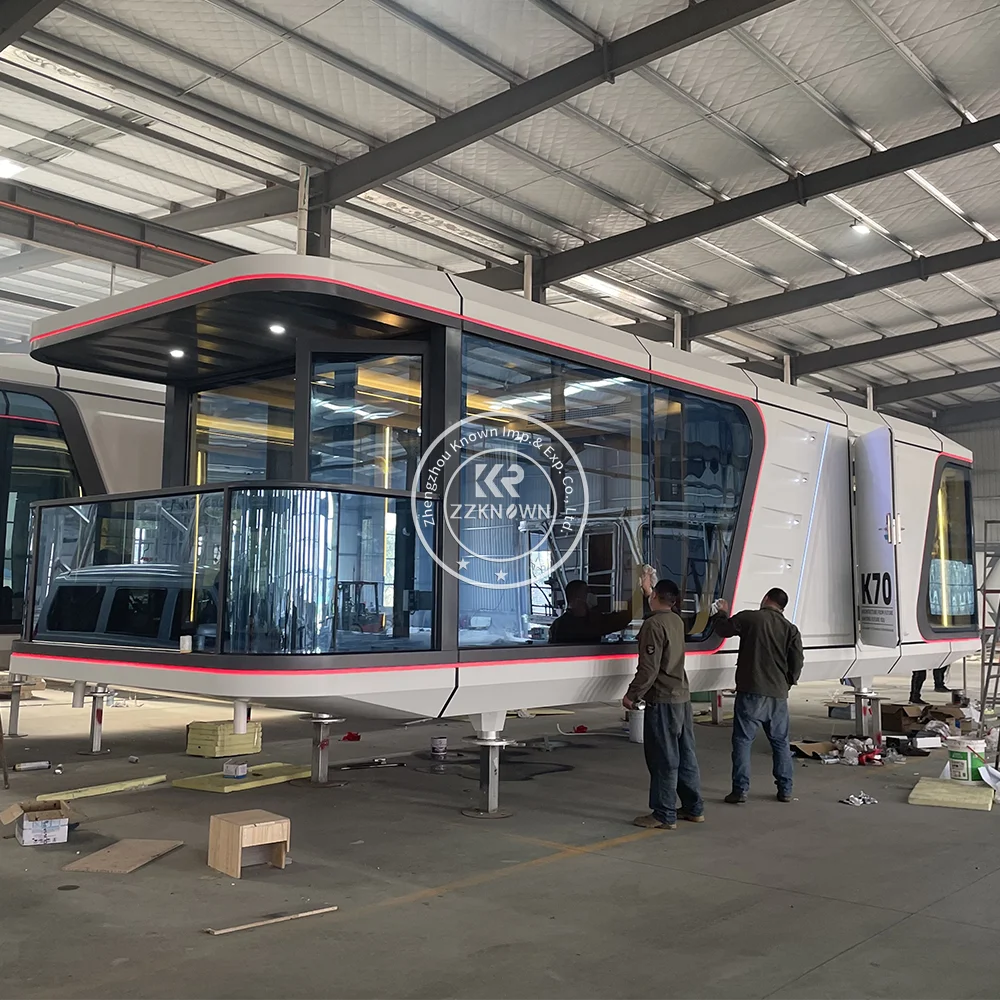   Cápsula de espaço de casa pré-fabricada personalizada, à prova d'água, aparelhos de luxo, banheiro, villa, escritório móvel, sala de reuniões