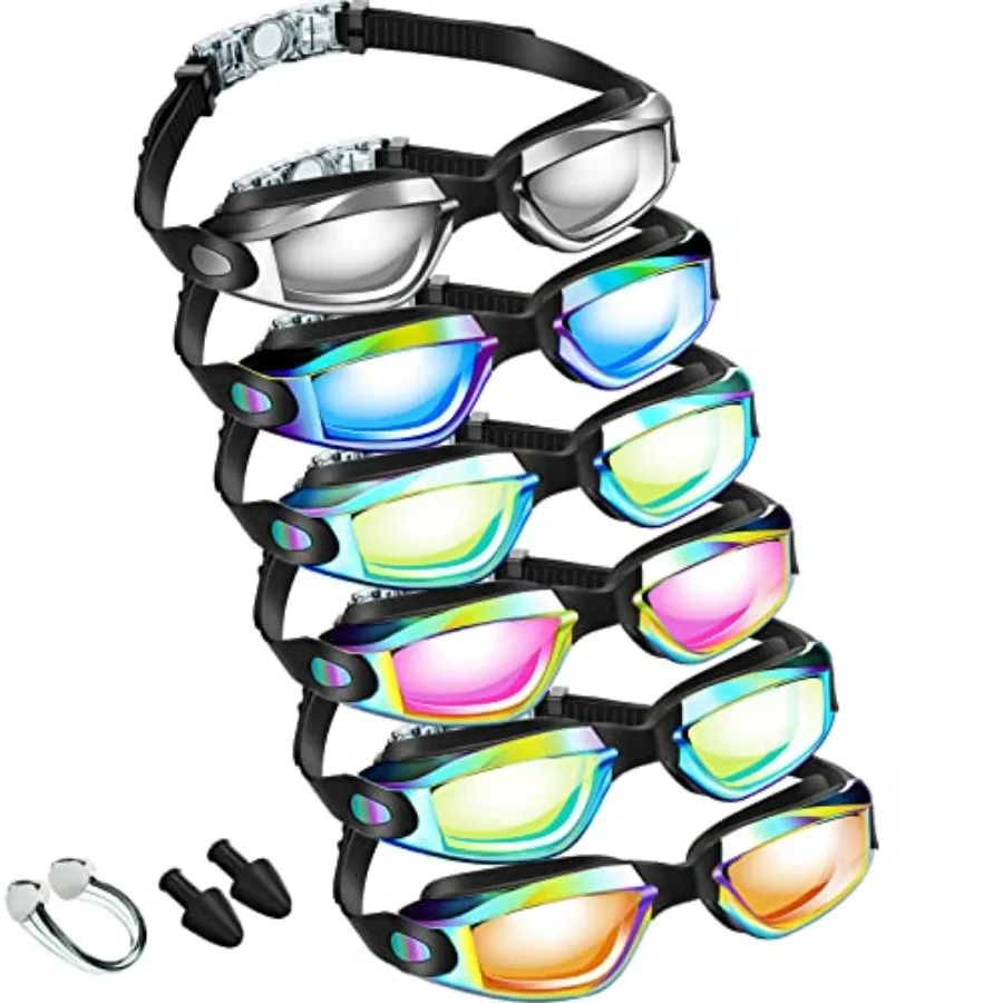 

Flutesan 6 Pack Swimmg Goggles Adult Anti Fog Pool Goggles with Ear Plugs Nose Clip No Leakg Full Protection