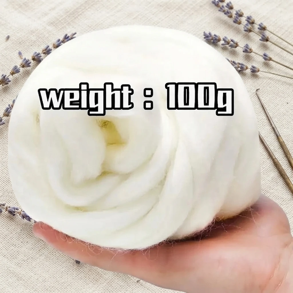 100 g gemischte Merinowolle, handgefärbtes Wollvlies für Nadelfilz-Kit, DIY-Handfilz-Bastelzubehör