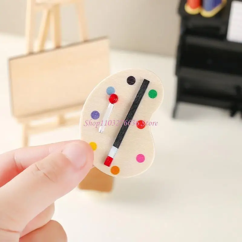 R6fd miniatura arte cavalete suporte conjunto casa boneca acessórios crianças brinquedo para jogo criativo e cena