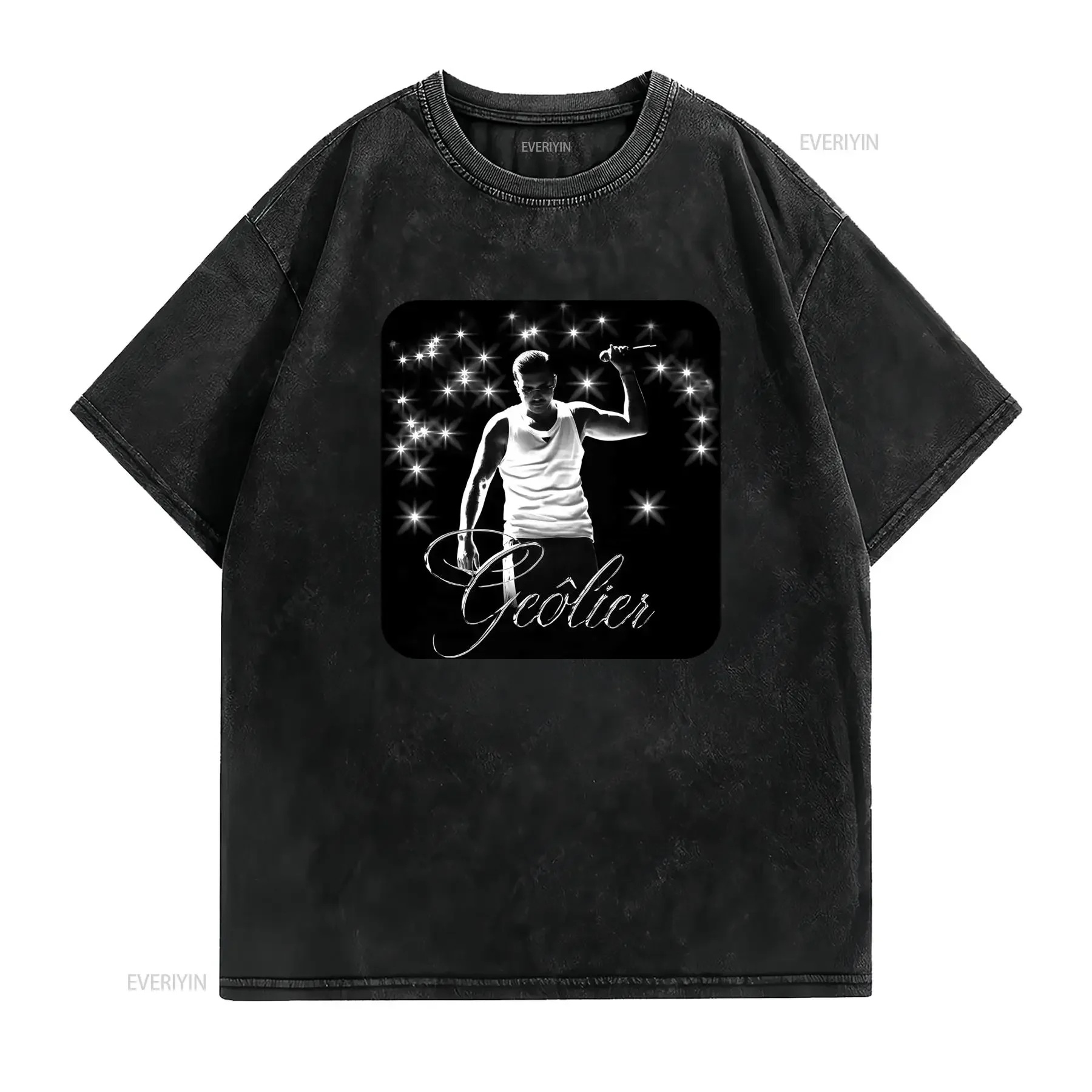 Geolier Live 2025 Tour T Shirt Maglietta a Maniche Lunghe con Scollo V Casual per Tutte le Stagioni Girocollo Tessuto vintage