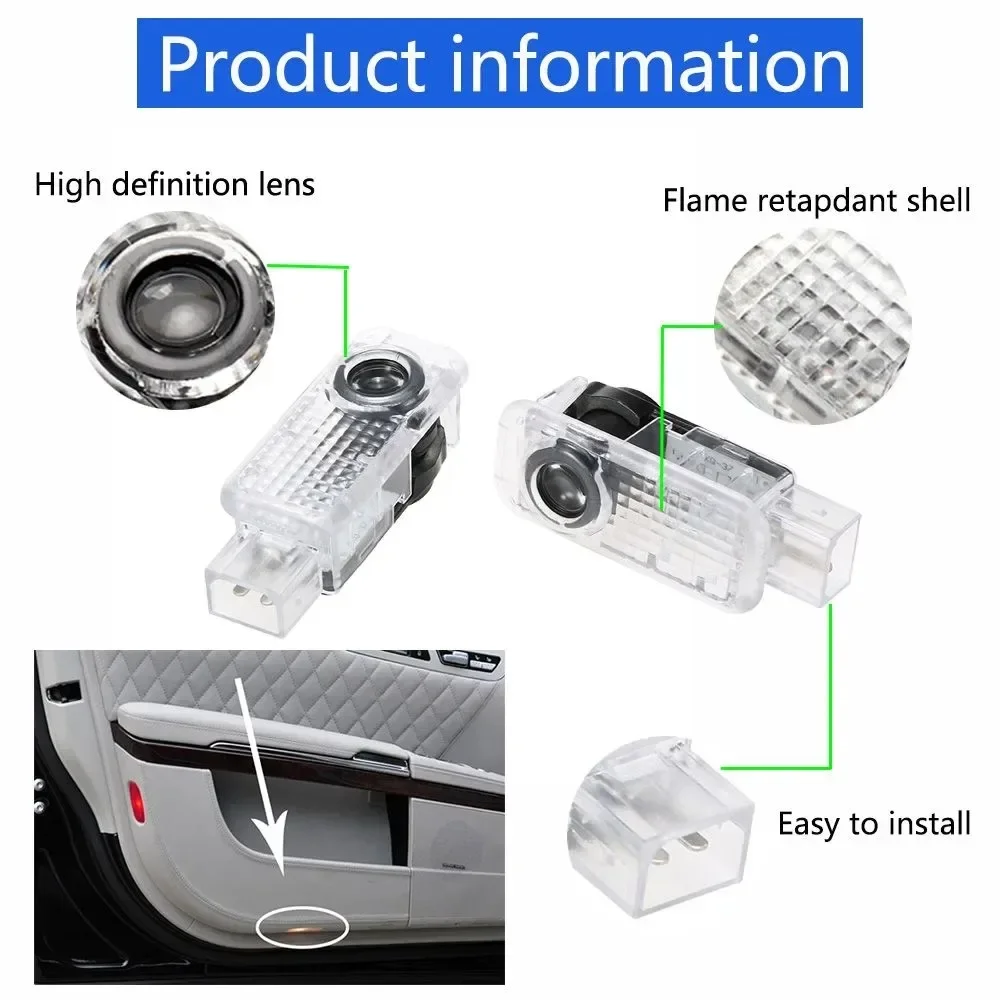 2Pcs Led Car Door Logo Projector Welcome Light Emblems For Quattro Audi A3 A6 Q3 B5 B6 B7 B8 B9 Q7 8P 8V 8L A5 A4 4F A1 A7 A8