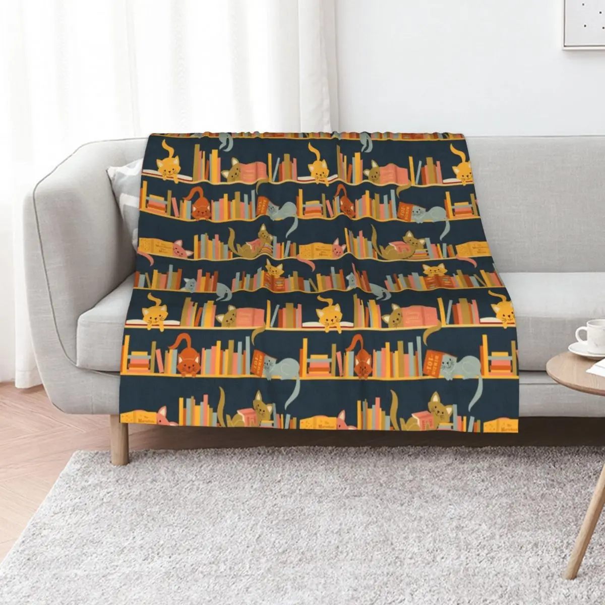 

Cozy Cats and Books Throw Blanket Soft Plush Plaid warm winter christmas decoration Cute Blankets