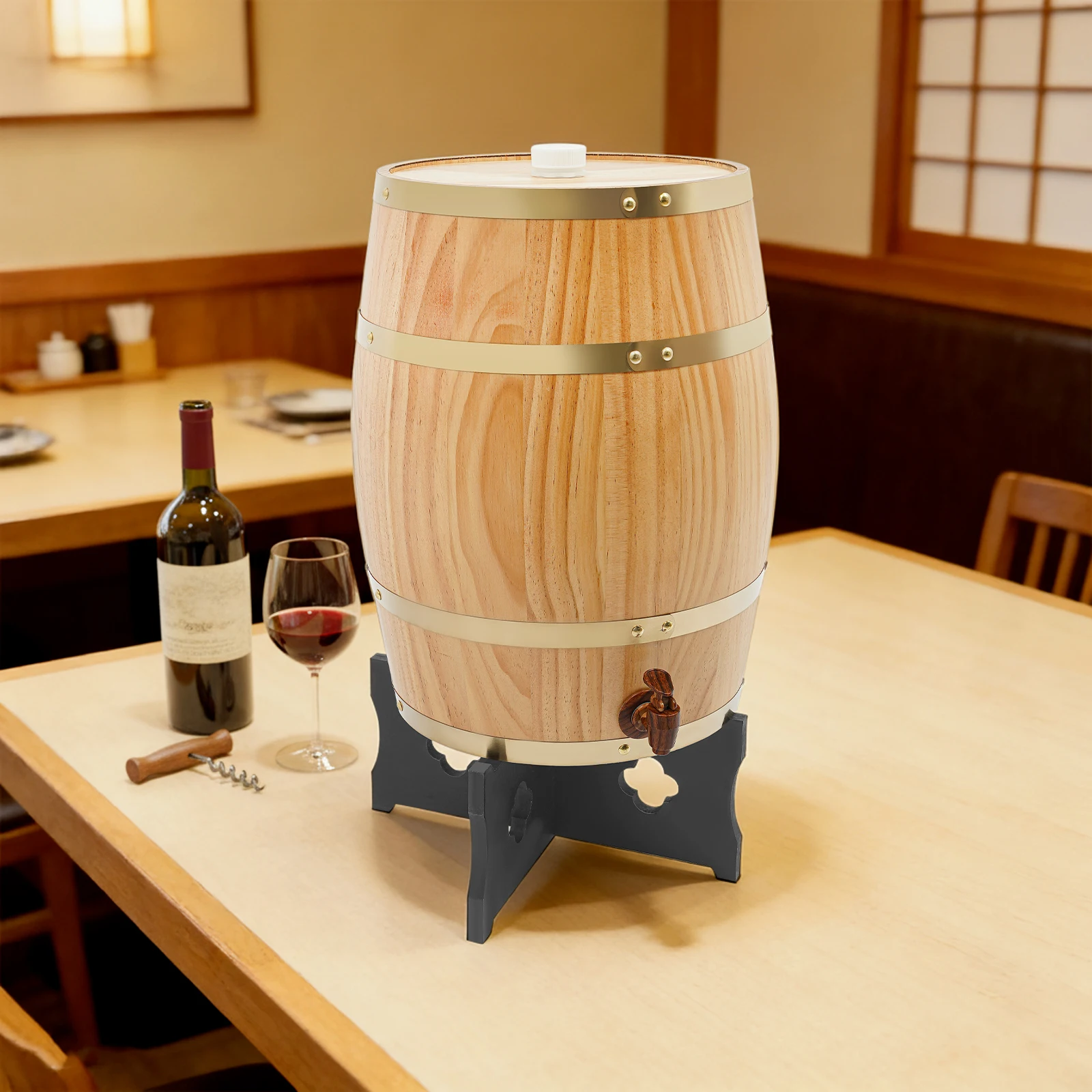 

Wood Color Decorative Whiskey Barrel Bucket 5.28Gal Vertical Placement Wood Wine Barrel for Storing Whiskey Rum Brandy