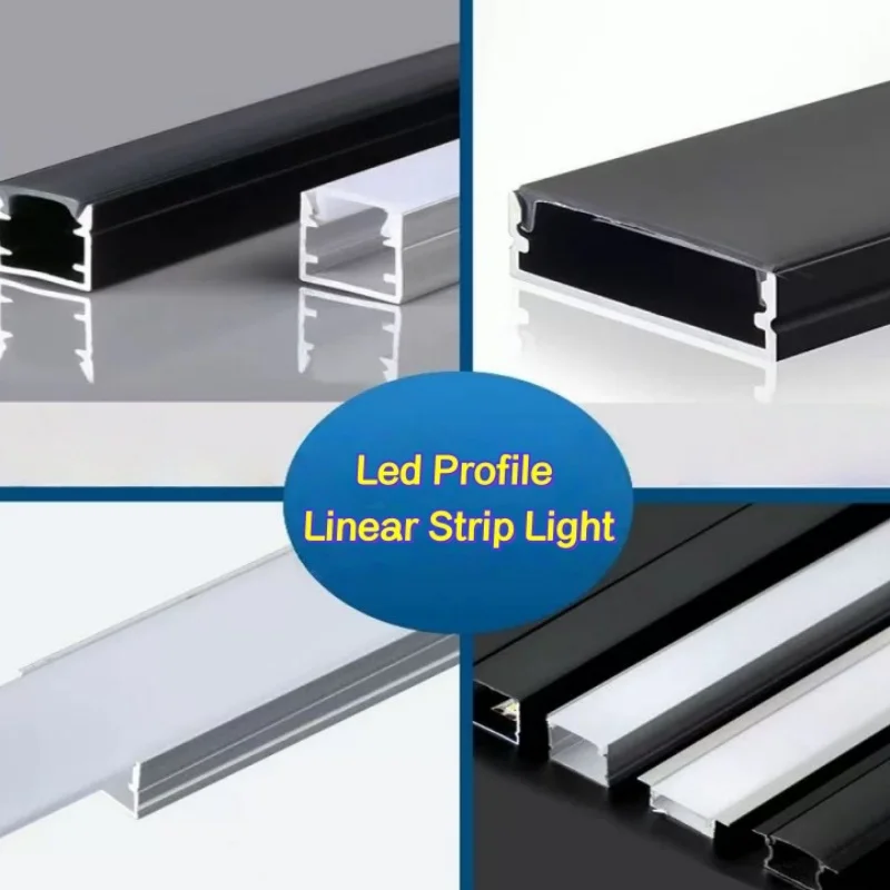 

Black/silver U/yw Style Led Aluminum Profile Linear Strip Light Channel Holder Pc Cover Bar Lamp Ceiling Wall Corner Lighting