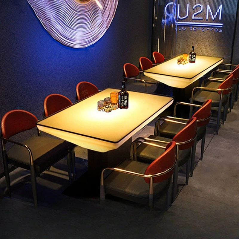 Bar KTV coffee table restaurant booth bar clear box table and chair combination creative PE luminous bar table