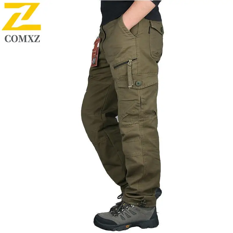 Male Cotton Cargo Pants Summer Casual Straight Leg Durable Utility Trousers Outdoor Camping Adventure  Comfort Workwear Pants
