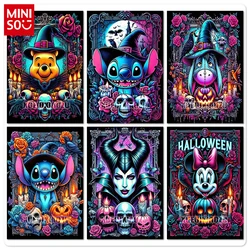 Zestaw 5D DIY Diamond Painting z motywem Halloween Disney Cartoon Bear and Skull Mosaic Art Full Diamond Canvas Set do wystroju domu