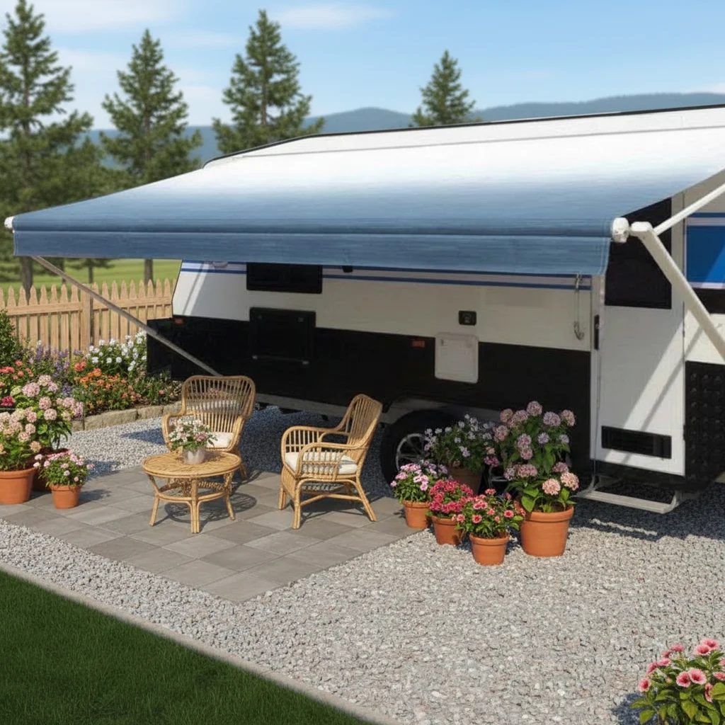 Electric Camper Truck Awning RV Accessories Heavy Duty Waterproof PVC Fabric Caravan RV Awning