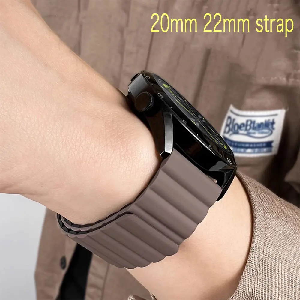 Magnetic Loop For Samsung Galaxy watch 7/FE/6/5 pro/4/Classic/active 2 20mm 22mm band Silicone link bracelet huawei GT 3-4 strap