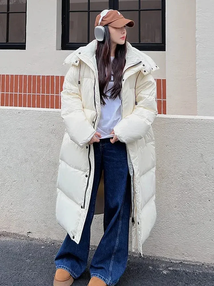 Warm Winter Pink Hooded Long Parka Chaqueta Thick Windproof Parca Overcoat Casual Snow Wear Cotton Padded Women Jaqueta New