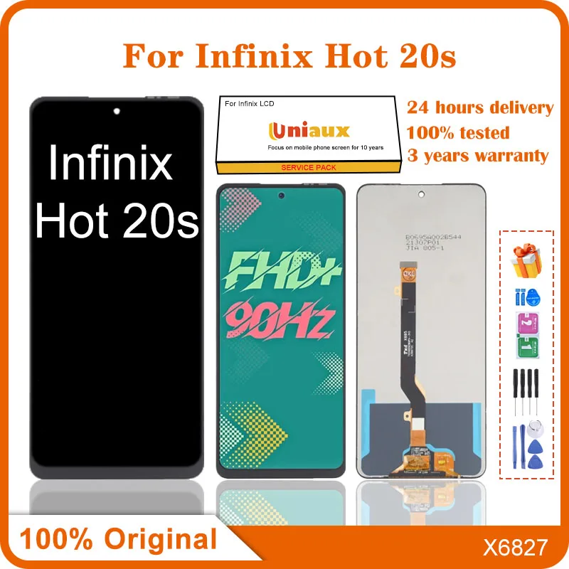 Infinix Hot 20S X6827 LCD 디스플레이 터치 스크린 디지타이저 어셈블리, LCD 수리 교체 부품, 6.78 인치, 신제품