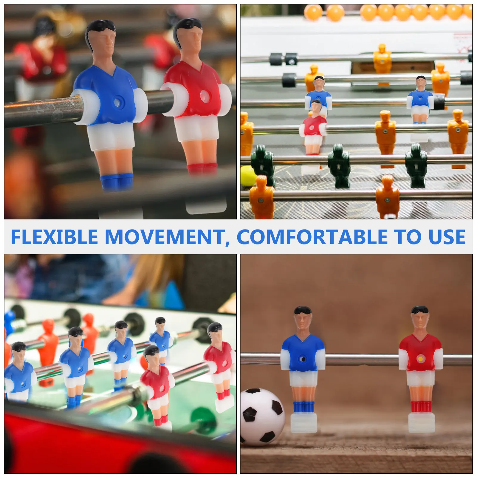 

11Pcs Foosball Men Table Football Player Color Coded for Team Recognition Scratch Resistant Plastic Foosball Replacement Parts