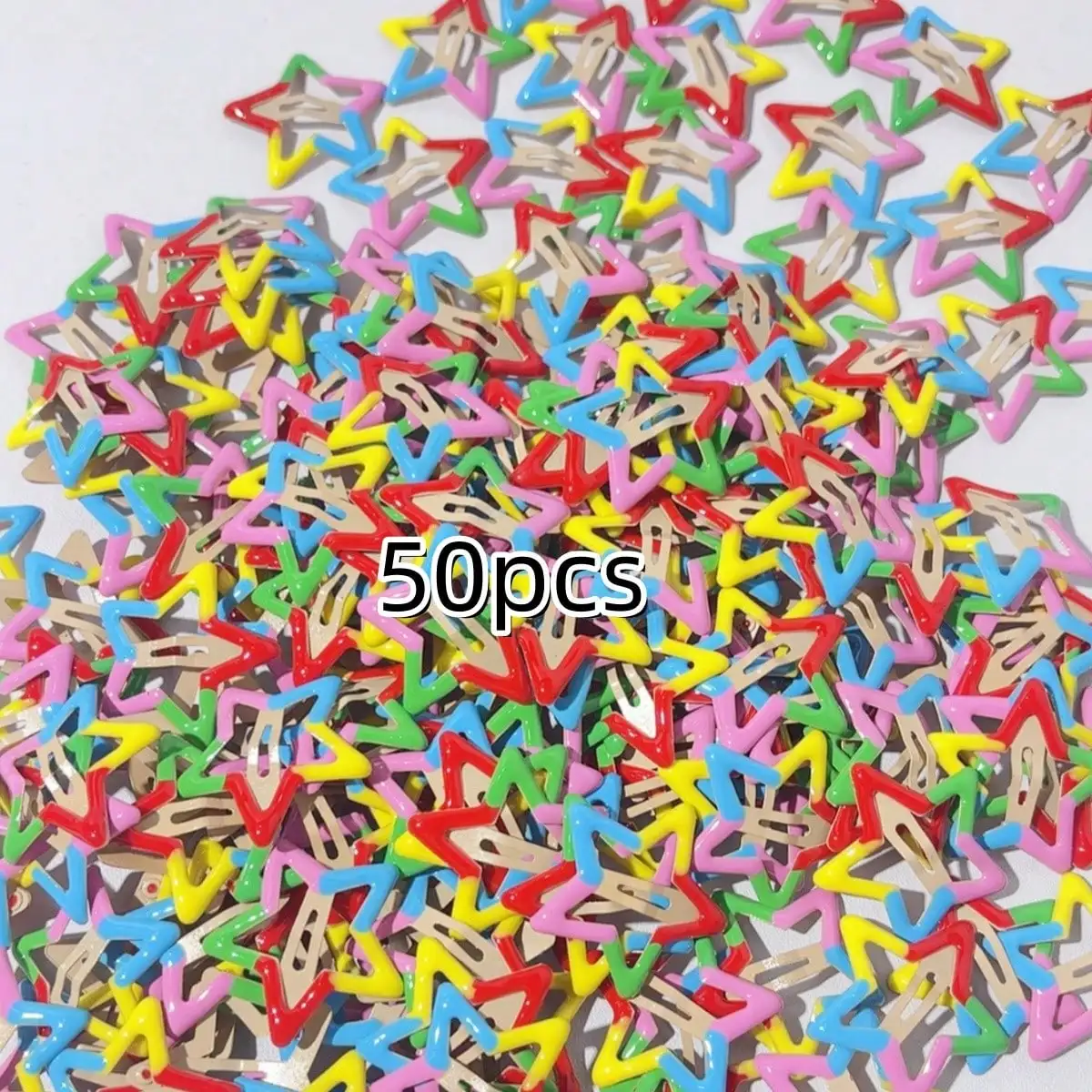 

50pcs Candy Color Enamel Star Hair Clips For Women Side Bangs Ponytail Hair Accessories