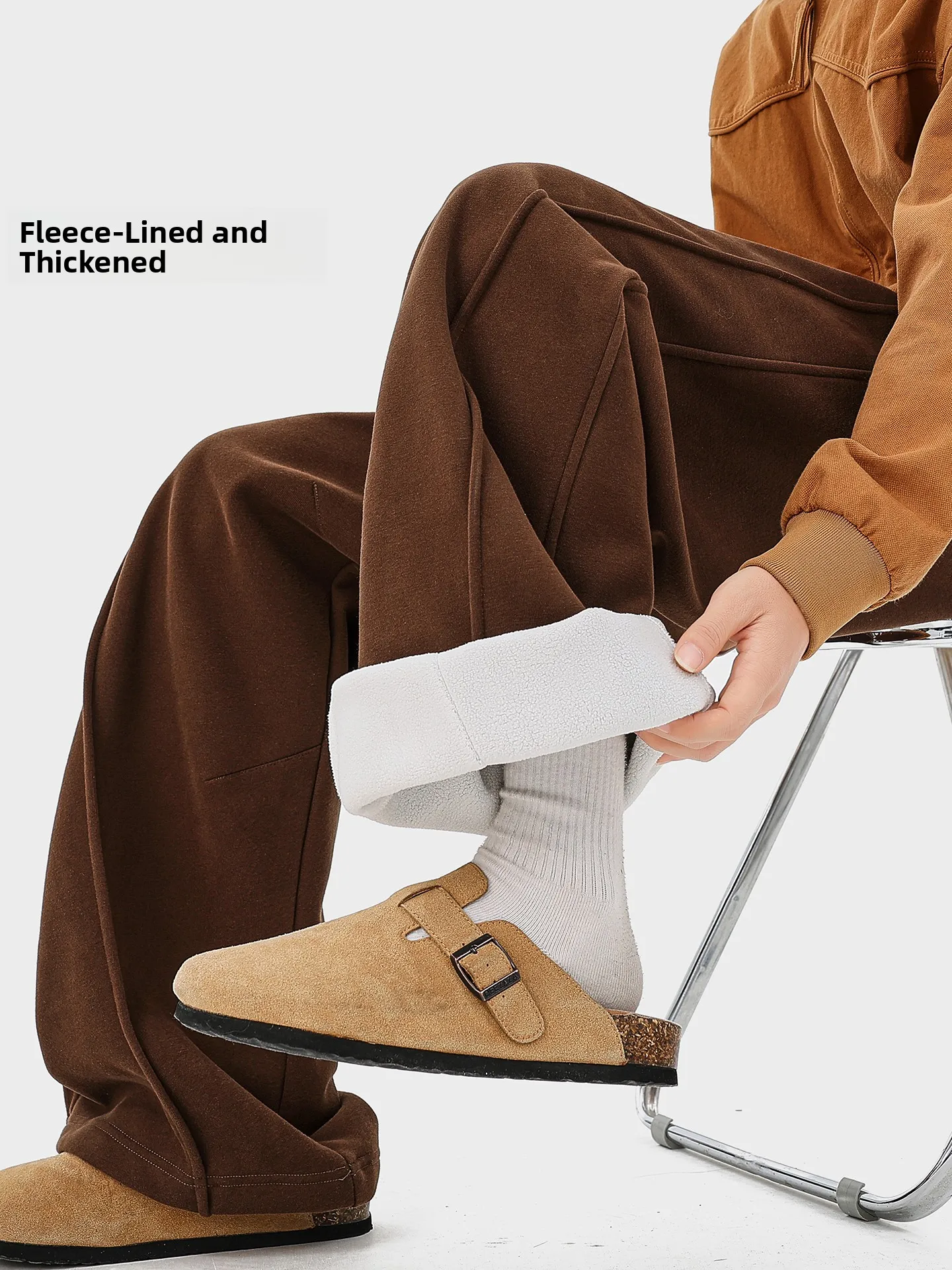 

Спортивные брюки BOYUE Fce на подкладке, однотонные, широкие повседневные брюки для подростков и молодежи, зимняя уличная одежда