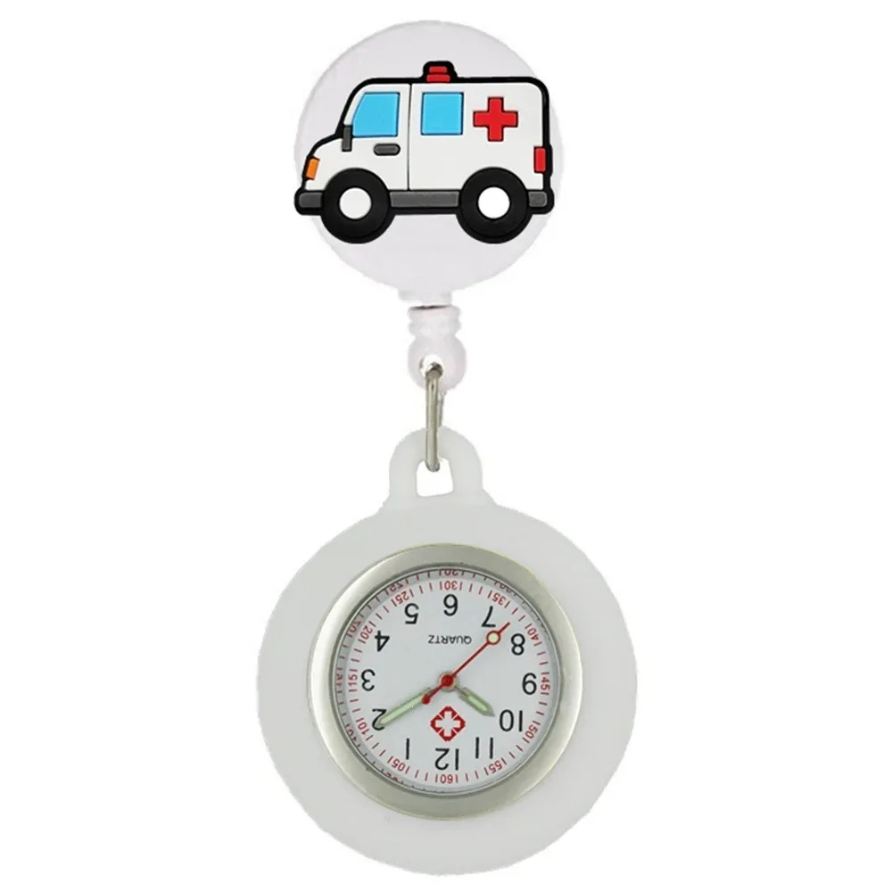 Lovely Cartoon FOB Pocket Watches Retractable Silicone Clip Hang Clock Fashion Accessories Simple Design Hang Clock Unisex