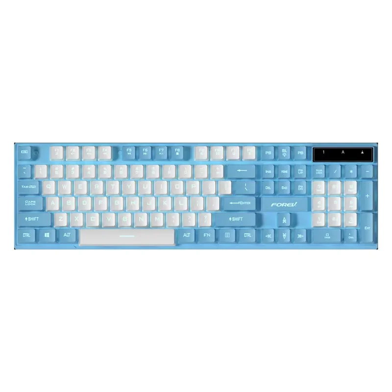 Pink/Blue Game Keyboard 104 Keys Luminous E-sports Colorful Light Film Wired Mechanical Feel Keyboard Gaming Keyboard