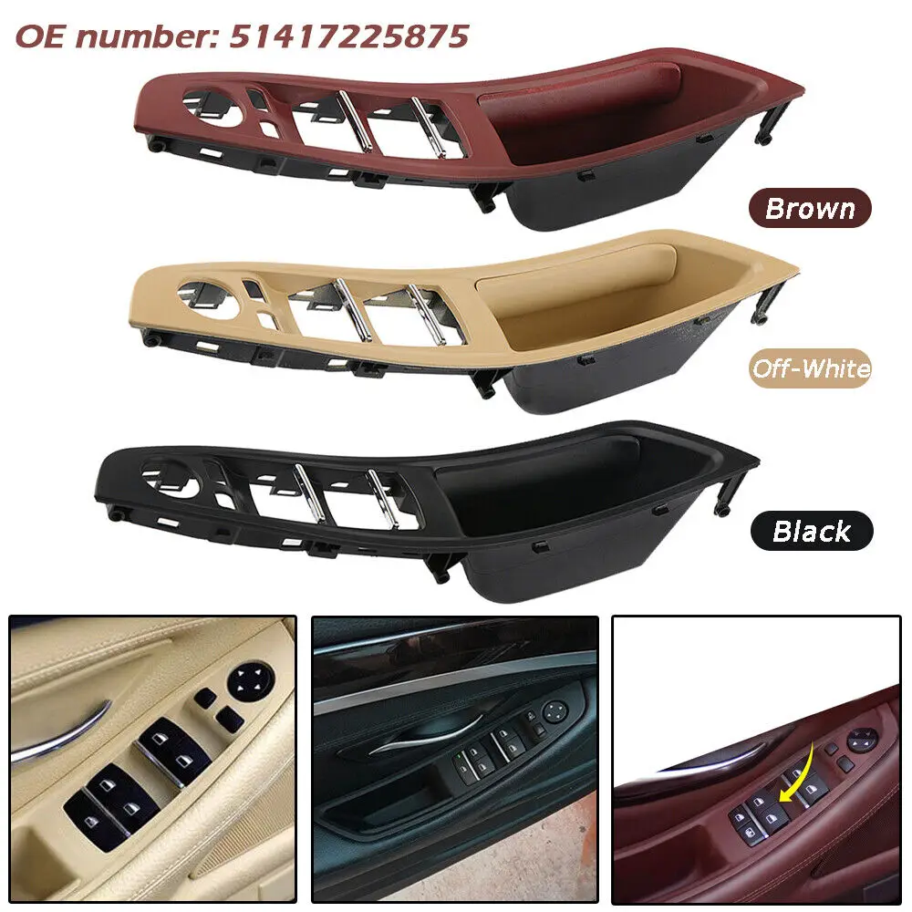 1Pcs Quality Car Interior Inner Door Handle Panel Pull Trim Cover 51417225875 For BMW 5 series F10 F11 Left Hand Drive 2010-2016