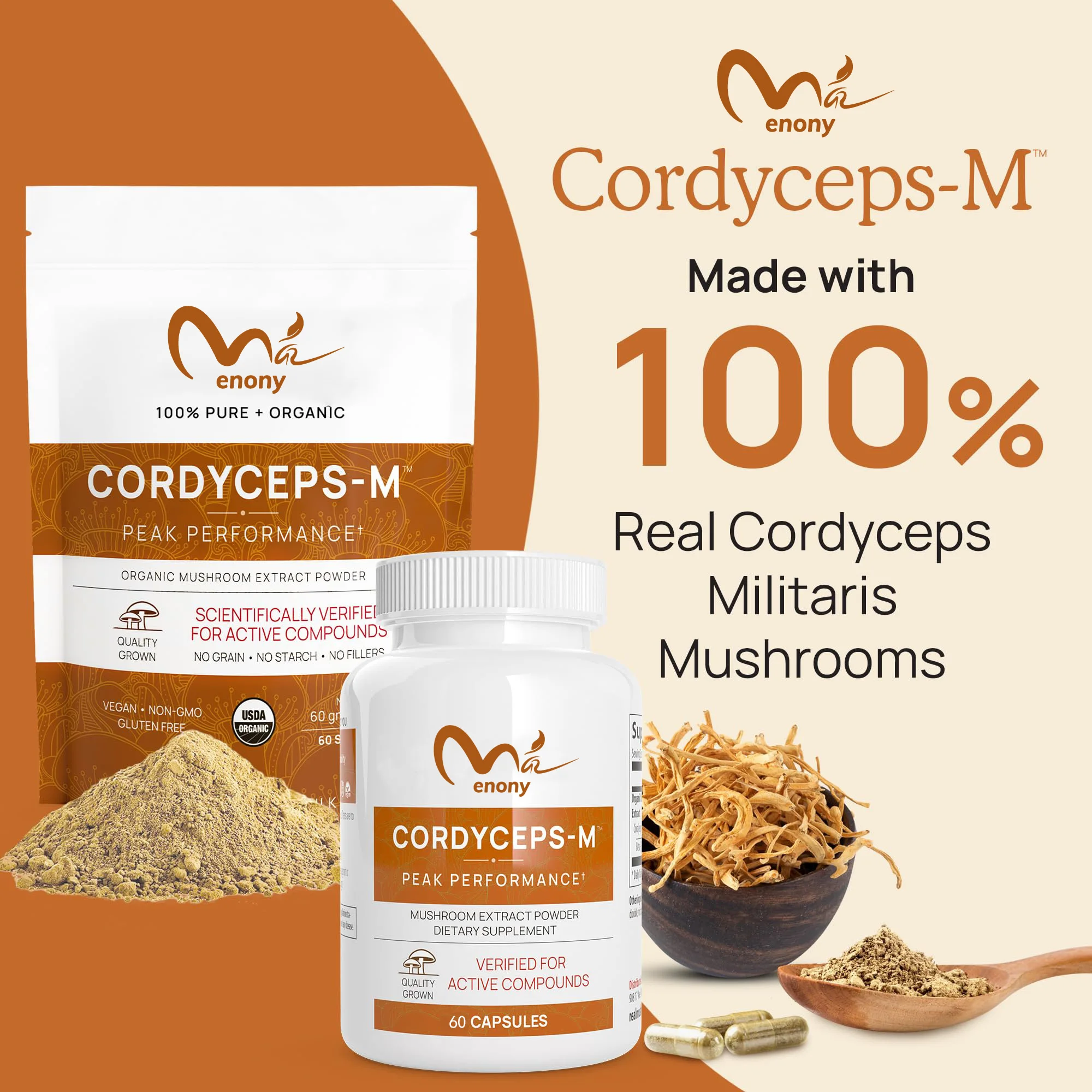 Cordyceps Capsules (Cordyceps Sinensis Mushroom Extract) 120 Count, 1,000 Mg Provides Overall Stamina and Energy Support