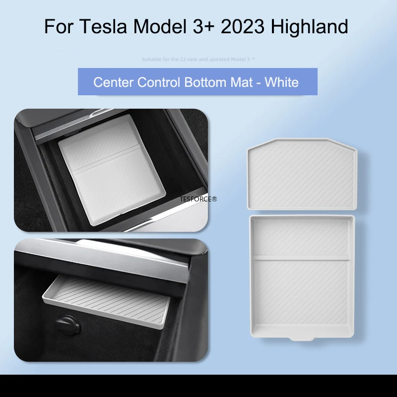 For TESLA Model 3 2023 2024 Highland Wireless Charging Silicone Pad Model3+ Center Control Storage Box Armrest Box Bottom Mat