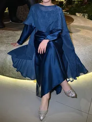 Eid Muslim Women Dress with Cloak 2 Piece Set Abayas Vestidos Party Dresses Ramadan Jalabiya Dubai Kaftan Diamonds Long Robe