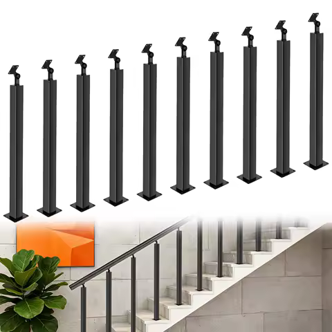 35/37inch Stair Railing Post Steel Stair Baluster Post with Screws Kit 270&deg;Adjustable (Handrail Not Included) for Deck Balcony