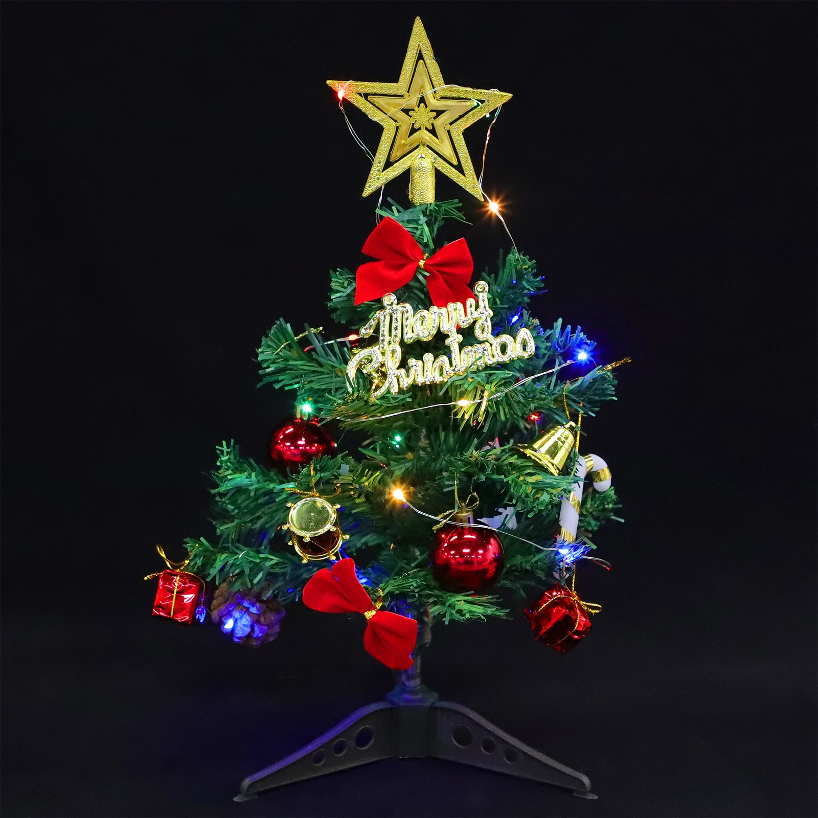 

Mini Christmas Tree with Lights Tabletop Decor Xmas Party Small PVC Material Supplies Abs Trees