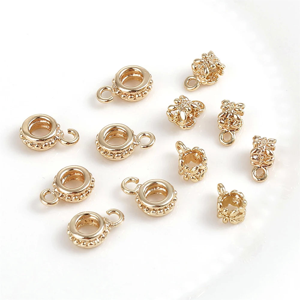 

Copper Plated 18k Real Gold Retro Lace with Hanging Large Hole Spacer Beads DIY Jewelry Making Necklace Bracelet Accessories