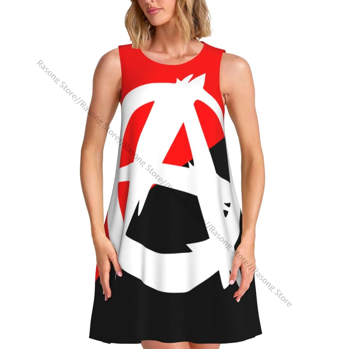 Women's Dress Anarchist Flag With A Symbol Summer Casual T Shirt Beach Cover up Tank Dress
