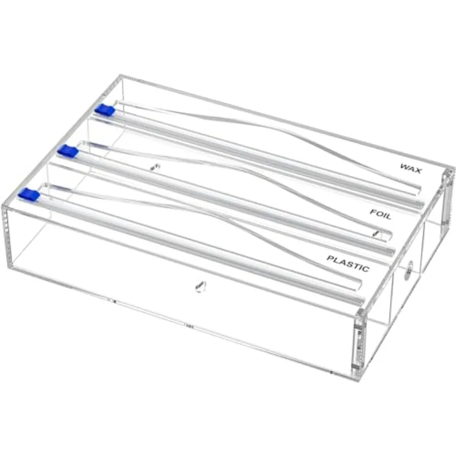 

Органайзер для фольги в ящик с 12 этикетками, диспенсер для пищевой пленки с резаком, 3 в 1, акриловый держатель для алюминиевой фольги, 2 ящика