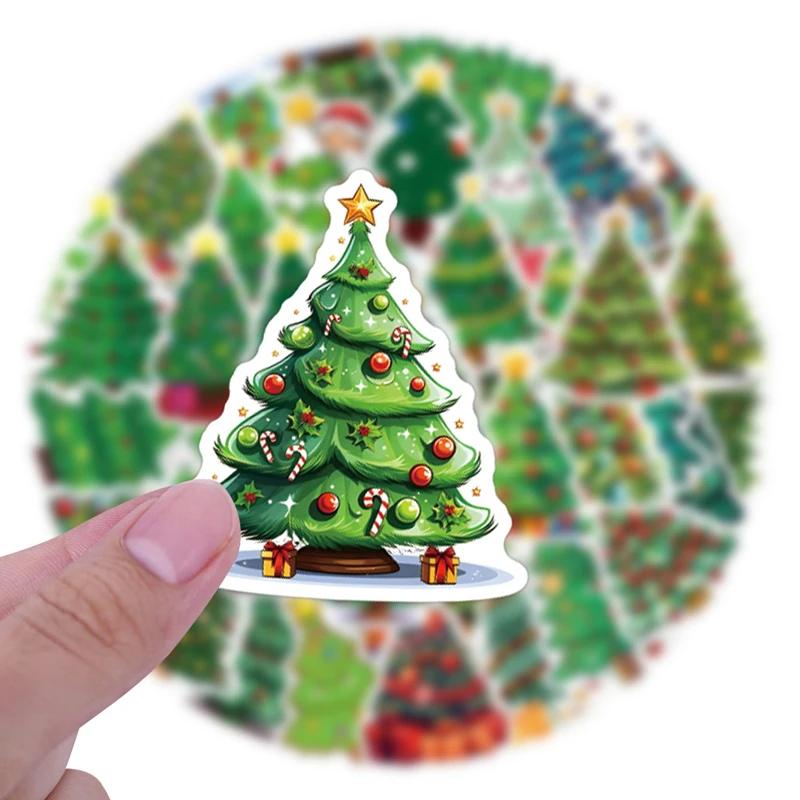 55pcs Cartoon Christmas Tree Graffiti Stickers DIY Decoration Desk Computer Luggage Stickers Waterproof