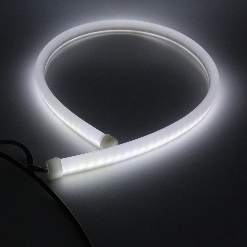 2Pcs 12V 24V 60cm DRL Flexible Tube Headlight Strip Light Universal Daytime Running Light Angel Eyes Turn Signal Lamp 24V Van