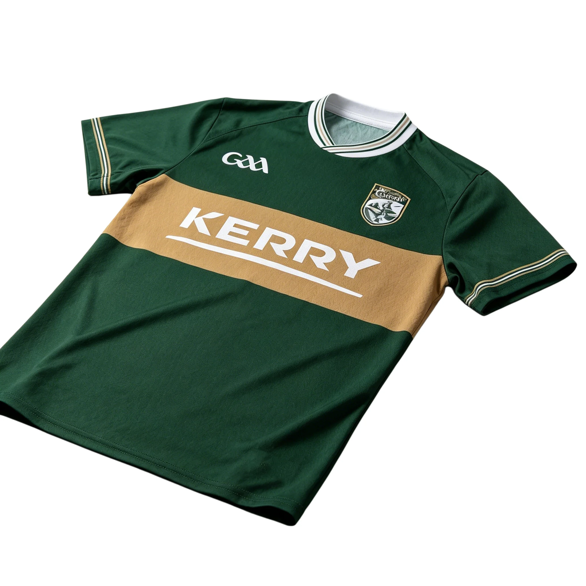 Kerry 2026 Home Shirt & Shorts Set with Classic Green & Gold Stripe Design Adult Kids Sports Casual Set Summer Outdoor Training