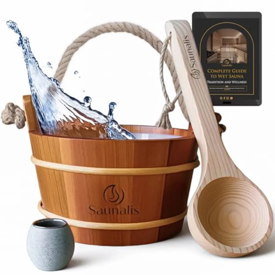 

Sauna et and Ladle Set wi Sauna Essential Oil Differ Canadian Red Cedar Wood Gallon 4 Liters Sauna Aromaery Bowl Woo et wi Rop