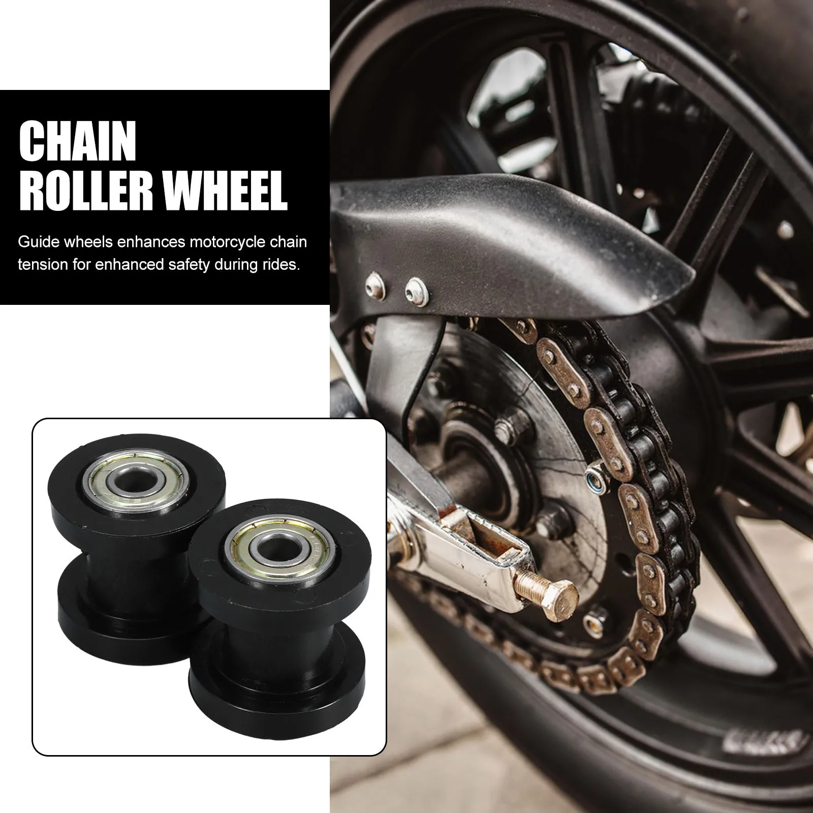 

2pcs Motorcycle Tensioner Plastic Bearing Steel Anti Slip Guide Roller Shock Absorption Chain Slider Chain Pulley Roller Easy