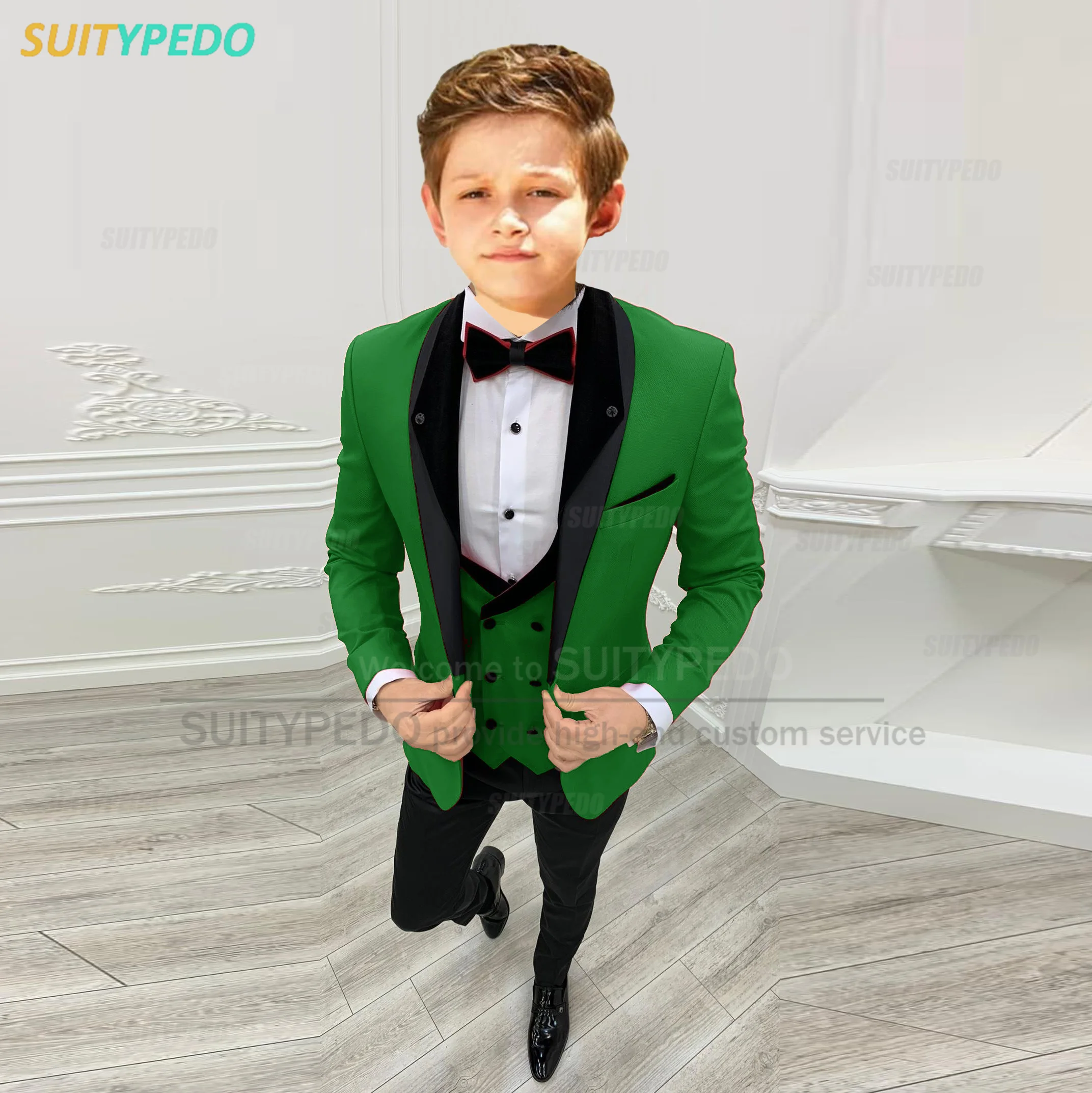 Boys Fashion Suit Sets Wedding Banquet Flower Kids Formal Tuxedos Graduation Ceremony Custom Slim Fit Blazer Vest Pants 3 Pieces