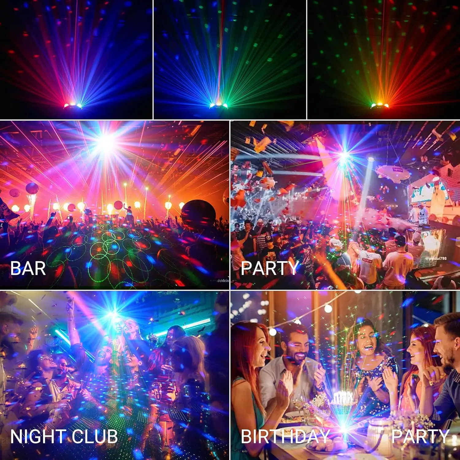 WZSTAR 2025 Latest Double Magic Disco Ball Sound Activated Laser LED Night Club Outdoor Decor Christmas Light